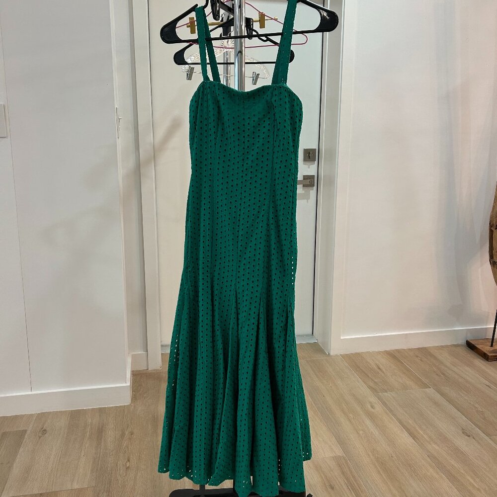 Green Maeve Lelia Anthropologie Eyelet Midi Dress - Picture 2 of 6